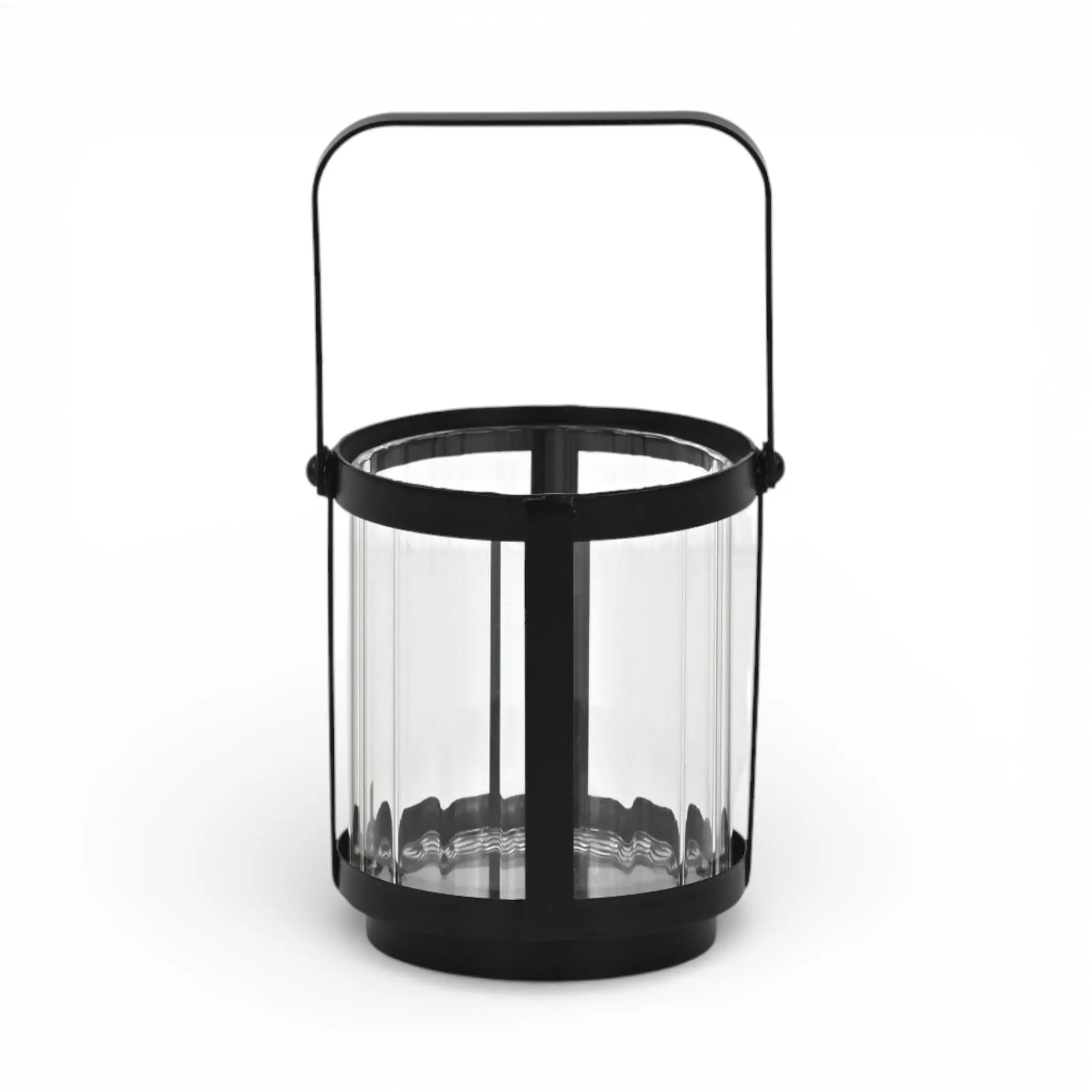 5" Clear And Black Glass And Metal Tabletop Lantern Candle Holder Homeroots Home Decor