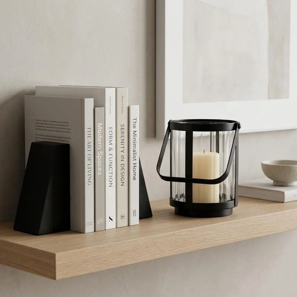 5" Clear And Black Glass And Metal Tabletop Lantern Candle Holder Homeroots Home Decor