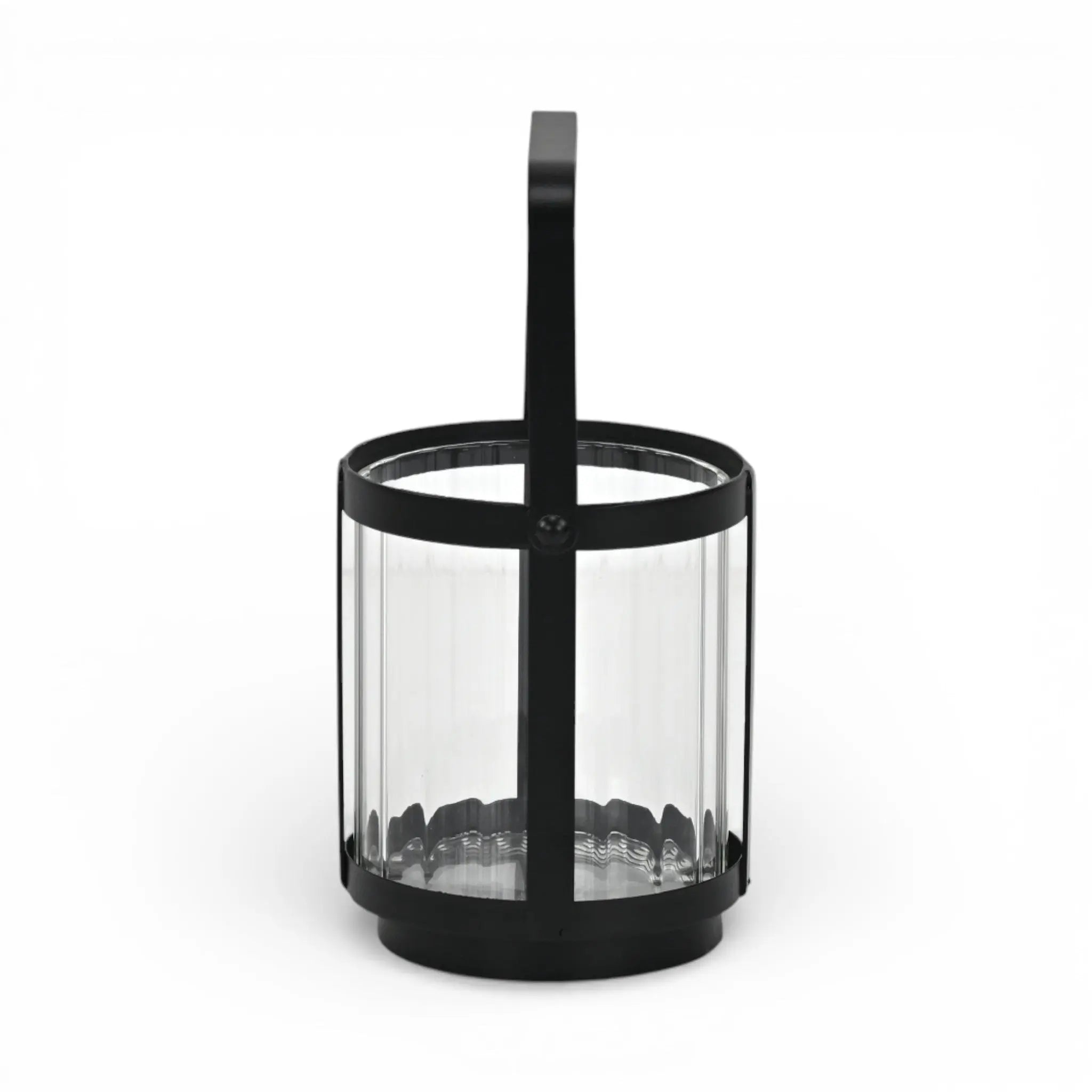 5" Clear And Black Glass And Metal Tabletop Lantern Candle Holder Homeroots Home Decor