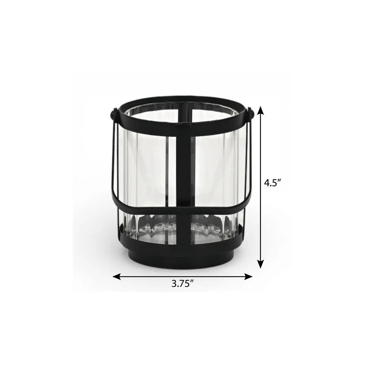 5" Clear And Black Glass And Metal Tabletop Lantern Candle Holder Homeroots Home Decor