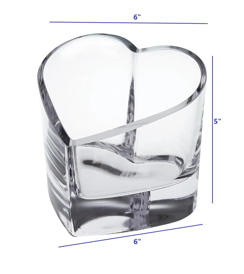 5" Clear Mouth Blown European Crystal Heart Bowl Homeroots Kitchen & Dining