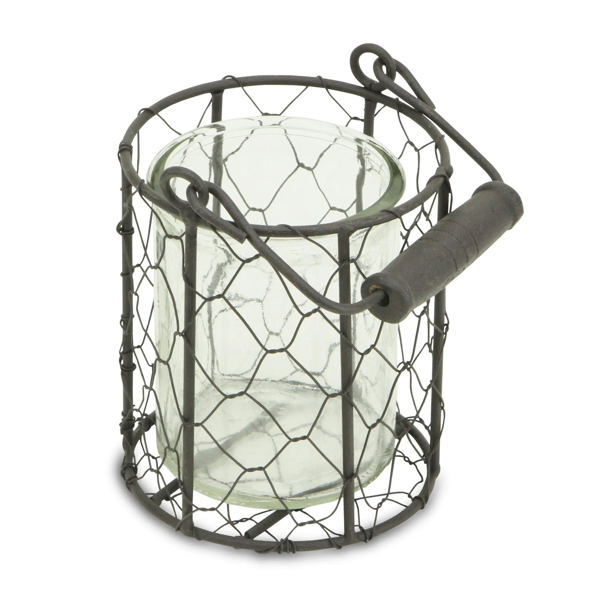 5" Clear and Brown Metal Tabletop Lantern Candle Holder Homeroots Home Decor