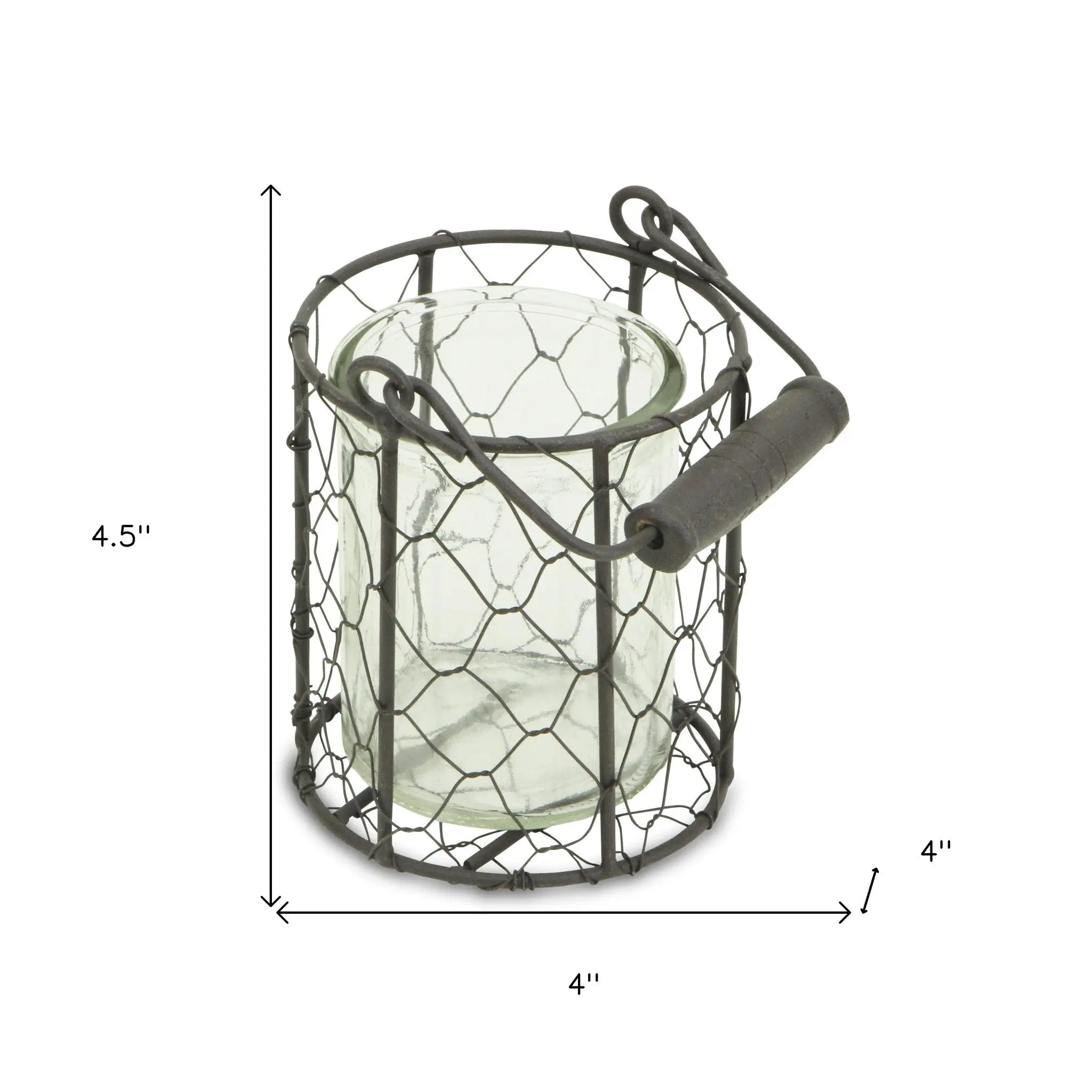 5" Clear and Brown Metal Tabletop Lantern Candle Holder Homeroots Home Decor