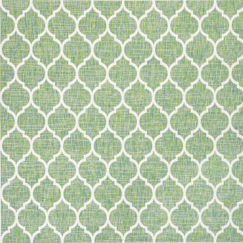 5' Cream And Green Square Geometric Indoor Outdoor Area Rug Homeroots Outdoor