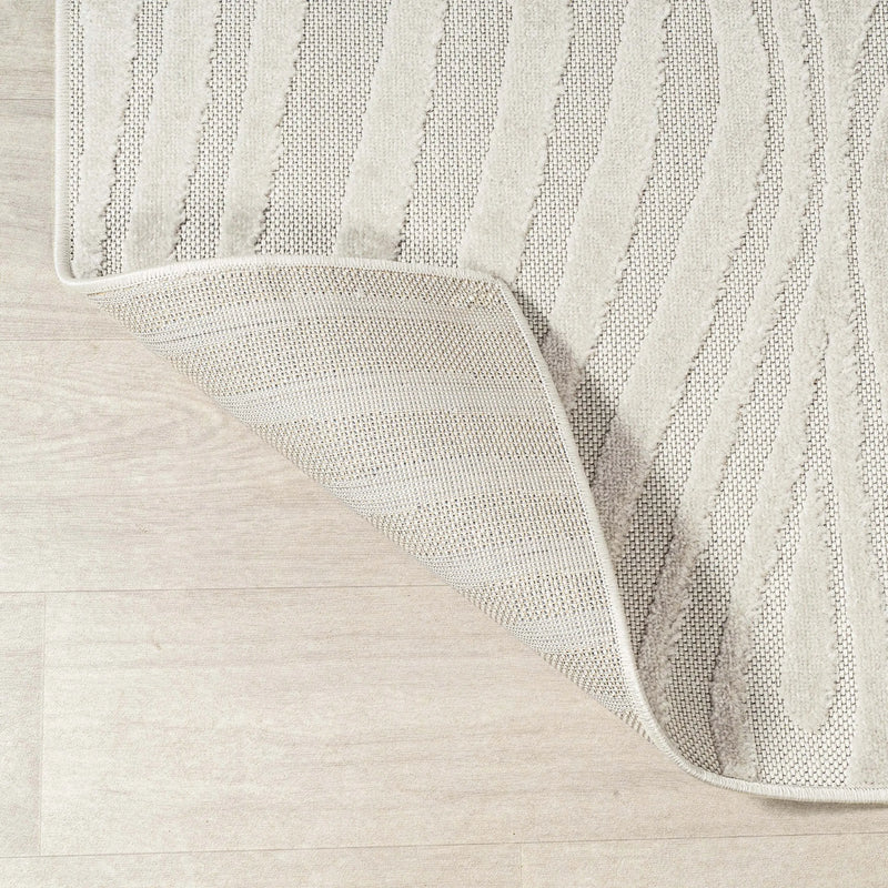 5' Cream And Ivory Round Abstract Indoor Outdoor Area Rug Homeroots Outdoor
