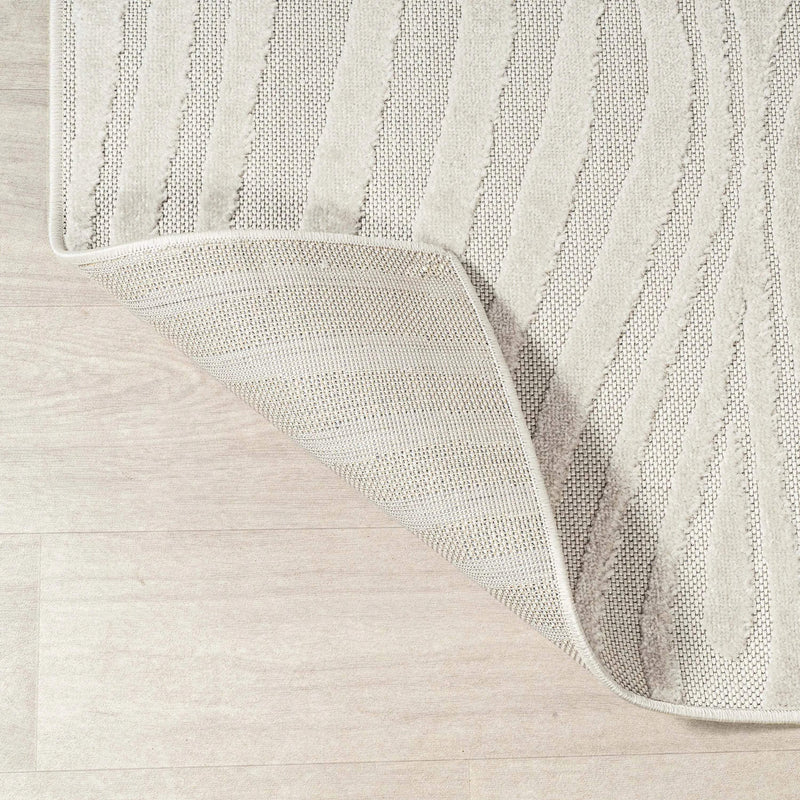5' Cream And Ivory Round Abstract Indoor Outdoor Area Rug Homeroots Outdoor