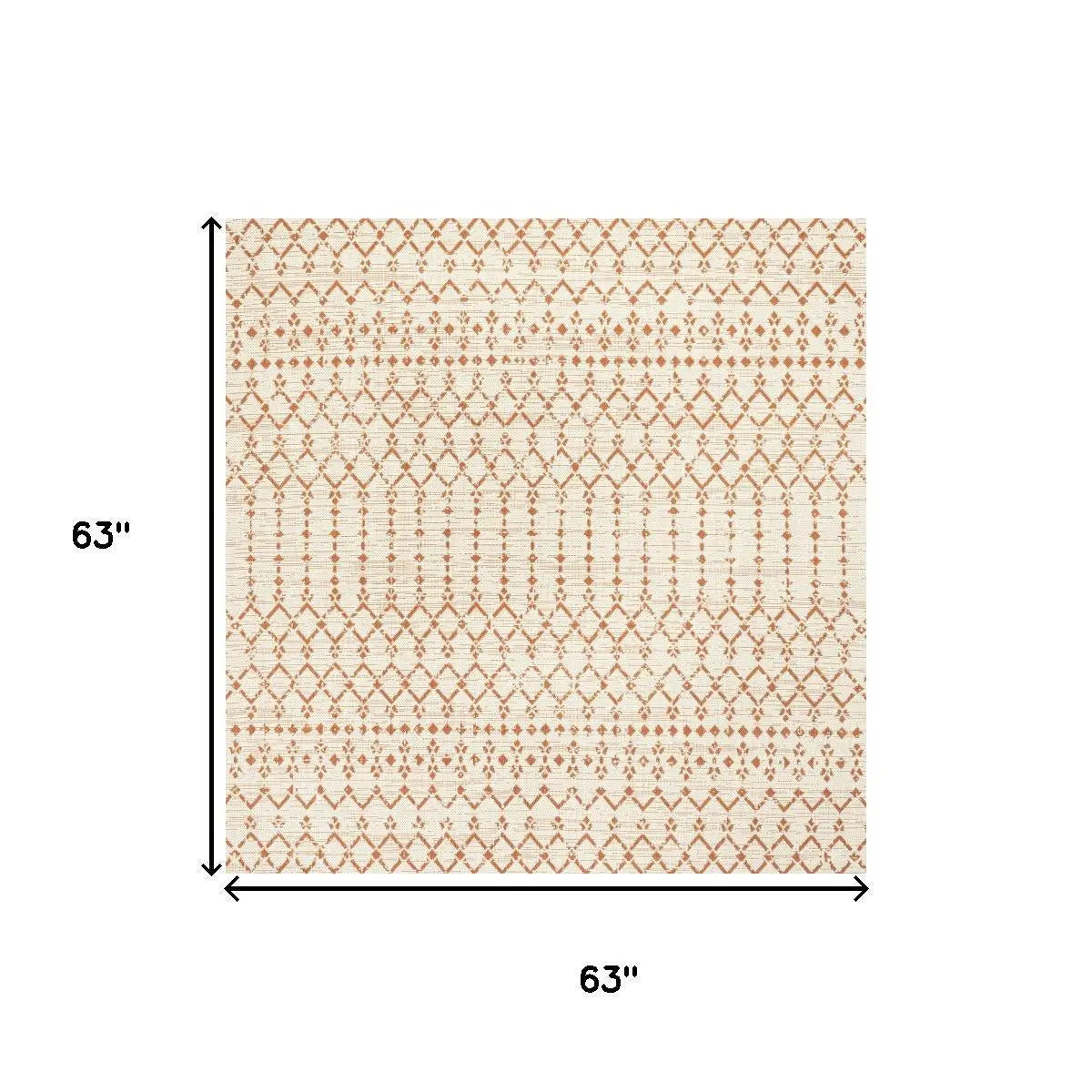 5' Cream And Orange Square Trellis Indoor Outdoor Area Rug Homeroots Outdoor