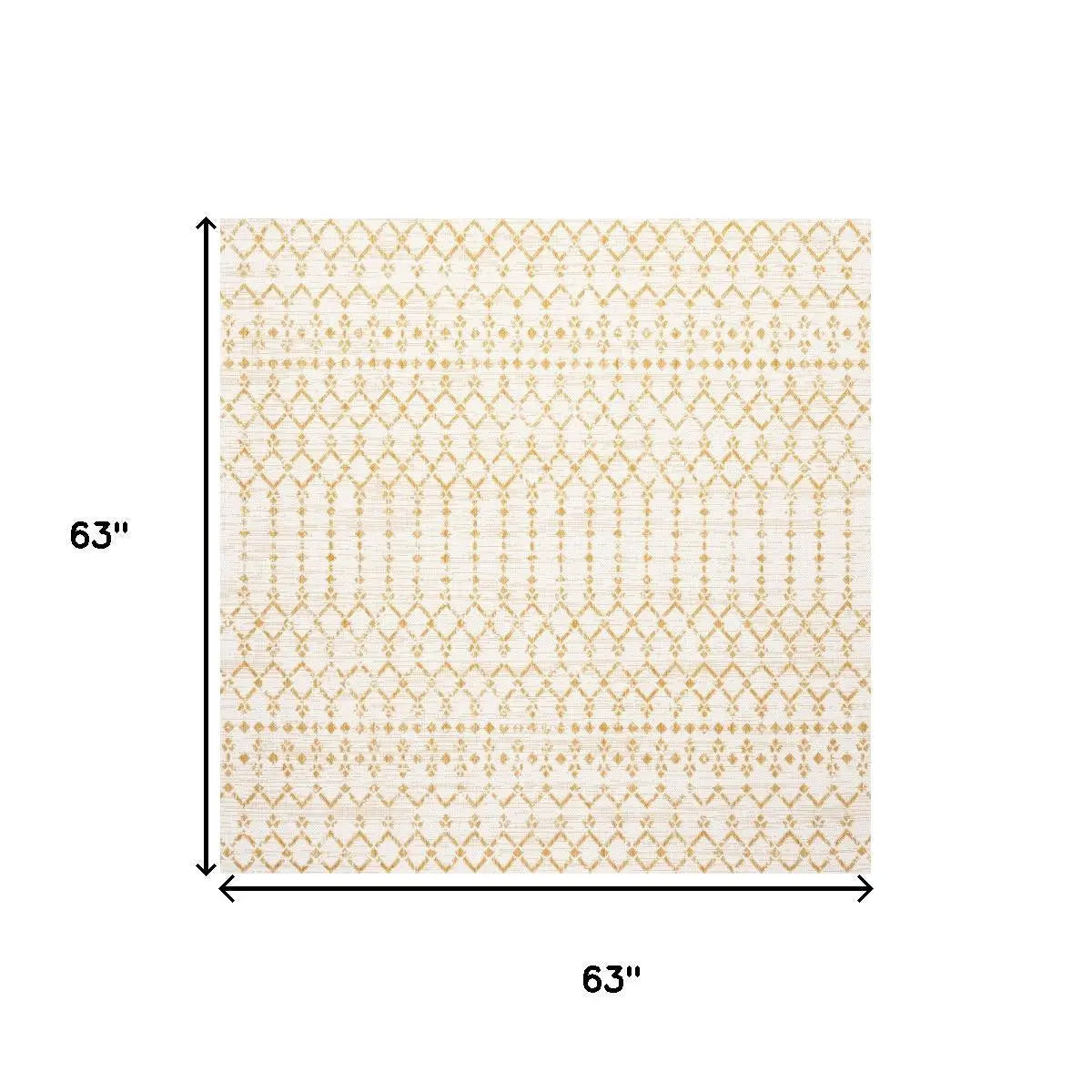 5' Cream And Yellow Square Trellis Indoor Outdoor Area Rug Homeroots Outdoor