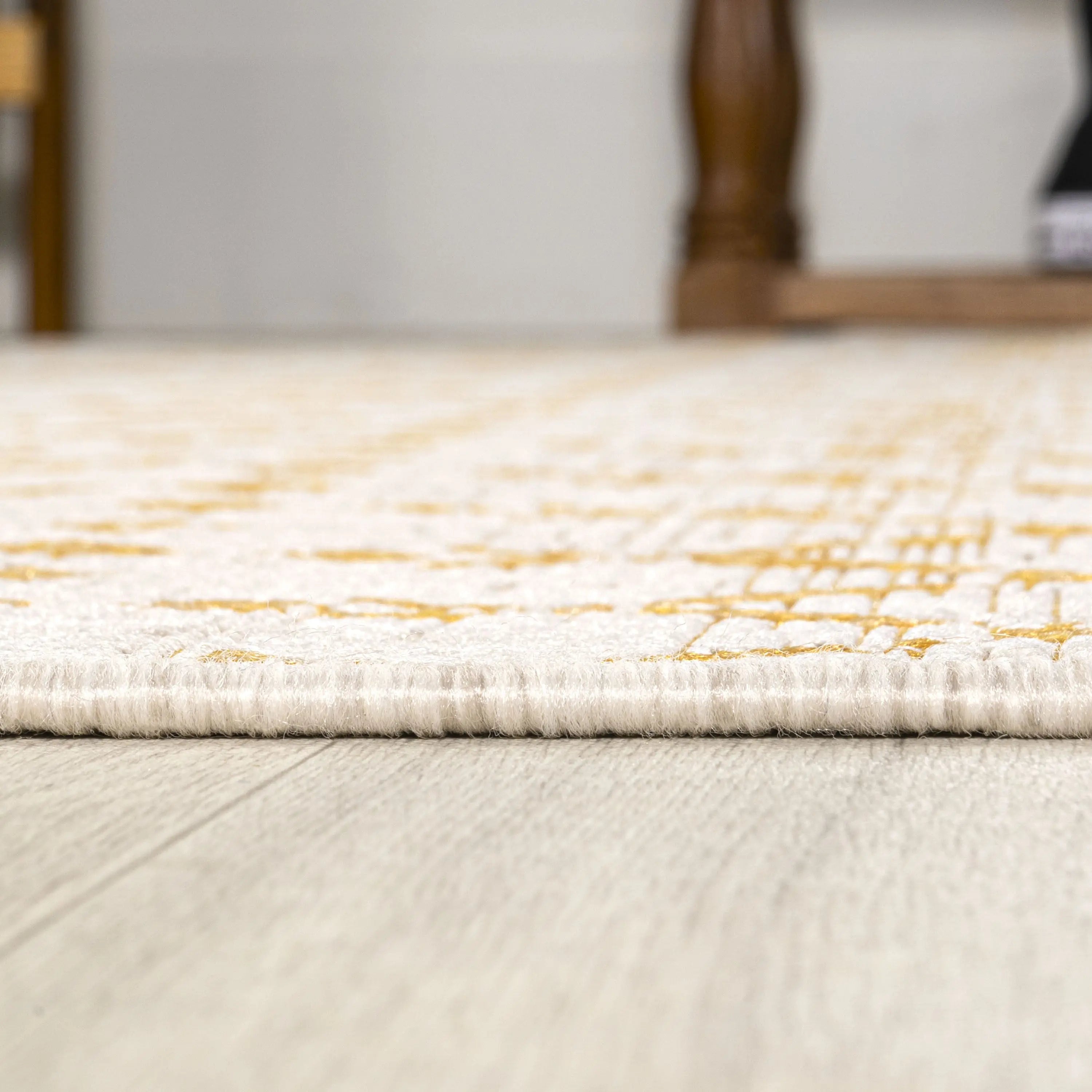 5' Cream And Yellow Square Trellis Indoor Outdoor Area Rug Homeroots Outdoor