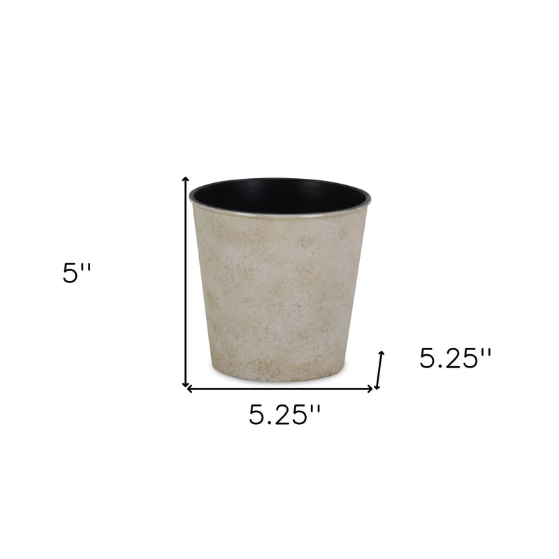 5" Cream Recycled Plastic Indoor Outdoor Round Pot Planter Homeroots Outdoor