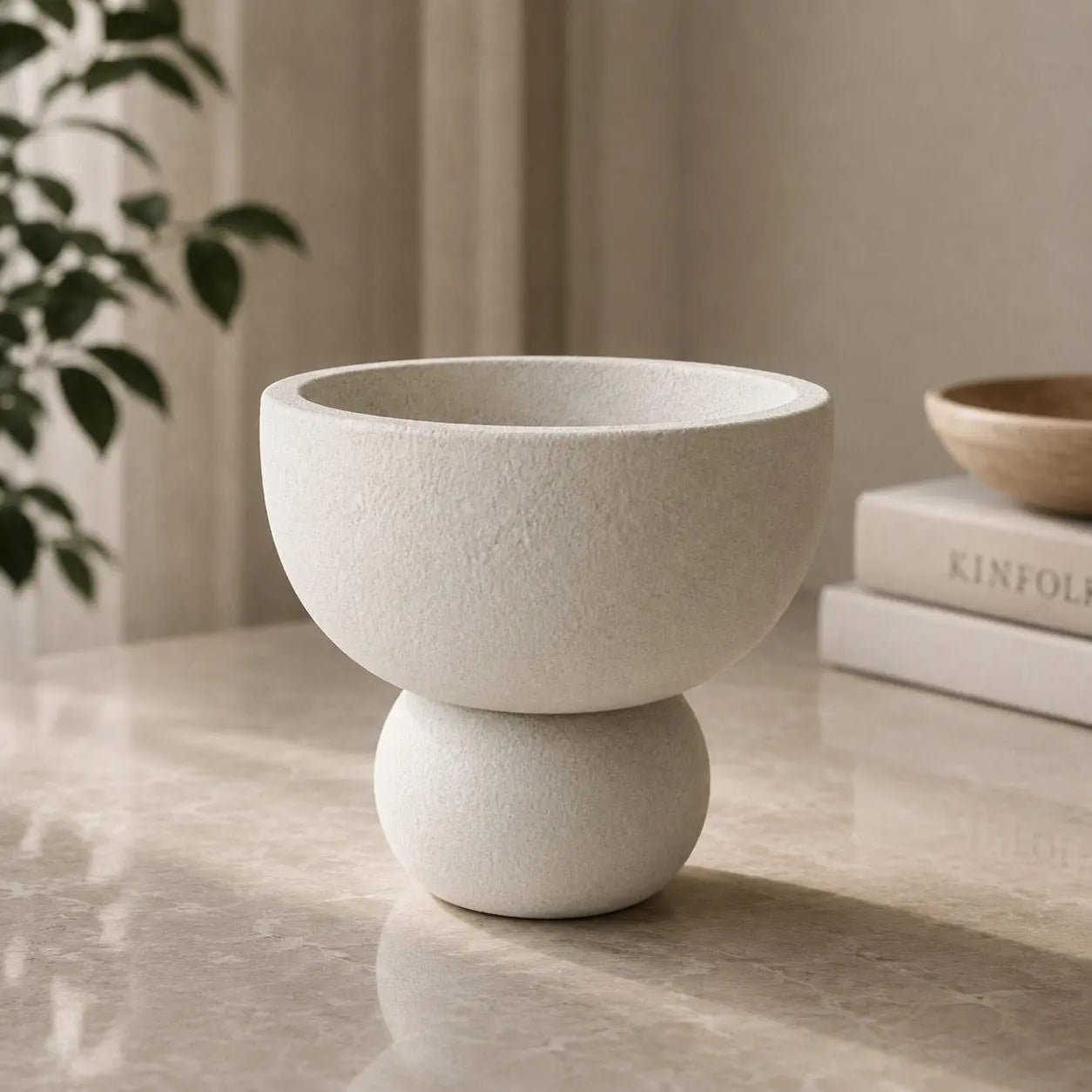 5" Cream Stone Decorative Bowl Homeroots Home Decor