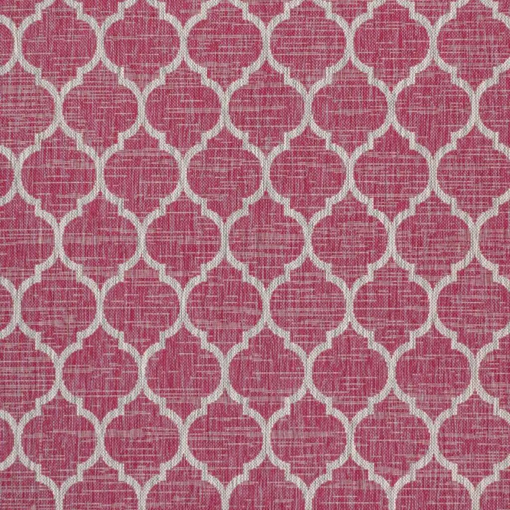 5' Fuchsia And Light Gray Square Geometric Indoor Outdoor Area Rug Homeroots Outdoor