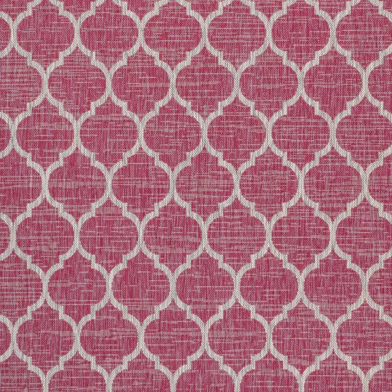 5' Fuchsia And Light Gray Square Geometric Indoor Outdoor Area Rug Homeroots Outdoor