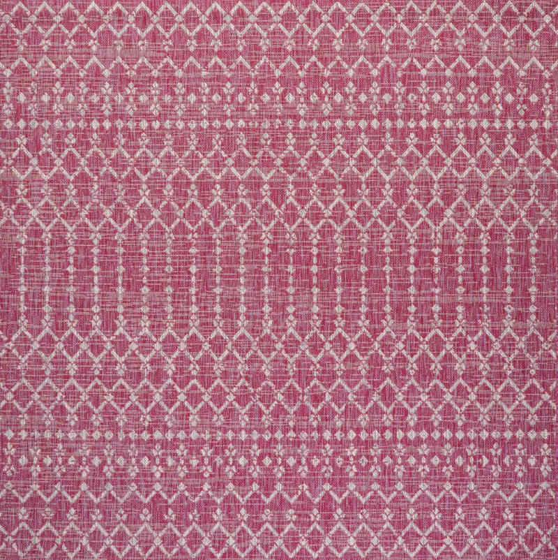 5' Fuchsia And Light Gray Square Trellis Indoor Outdoor Area Rug Homeroots Outdoor