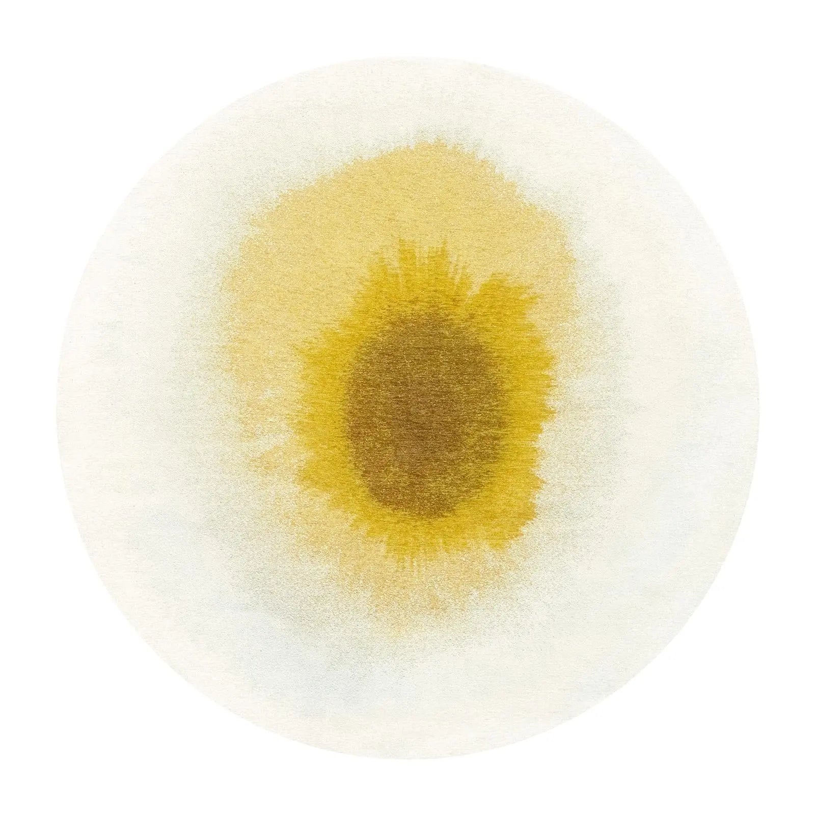 5' Gold And White Abstract Washable Round Rug With UV Protection Homeroots Home Decor