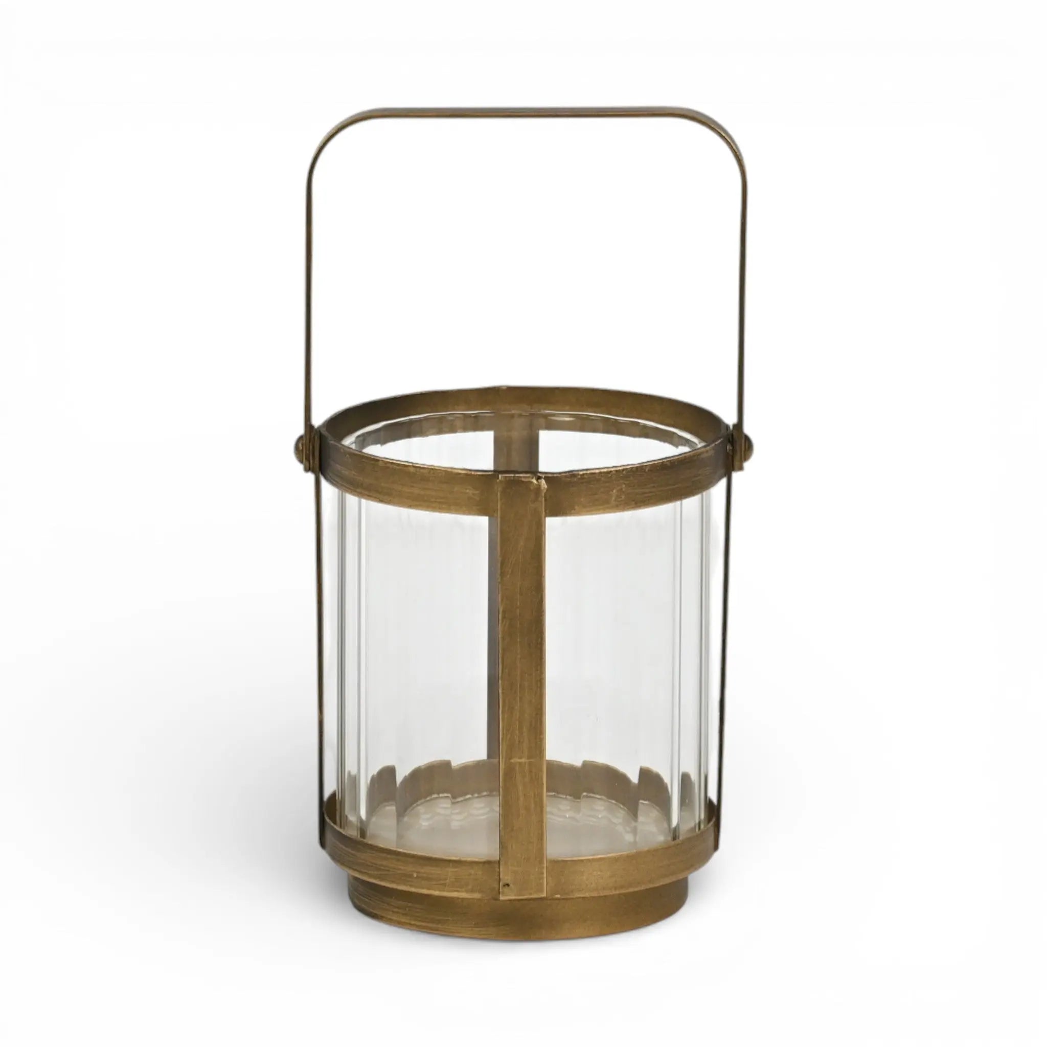 5" Gold Glass Tabletop Lantern Candle Holder Homeroots Home Decor