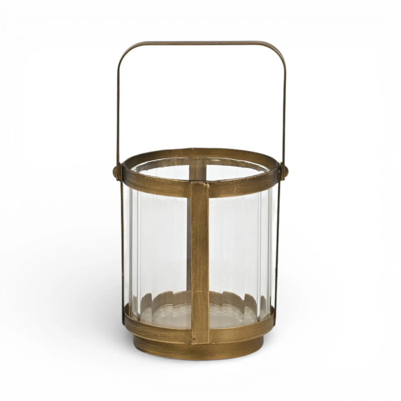 5" Gold Glass Tabletop Lantern Candle Holder Homeroots Home Decor