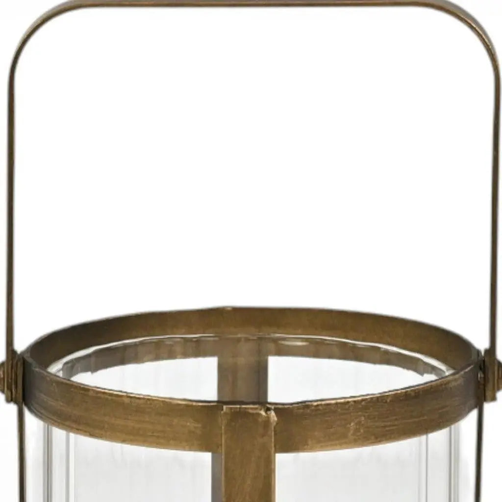 5" Gold Glass Tabletop Lantern Candle Holder Homeroots Home Decor