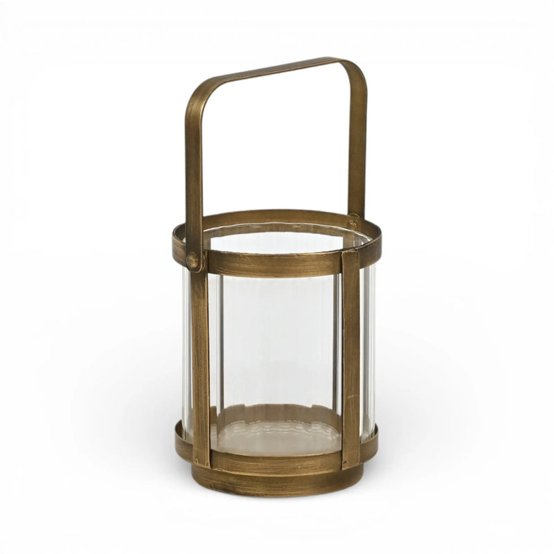 5" Gold Glass Tabletop Lantern Candle Holder Homeroots Home Decor