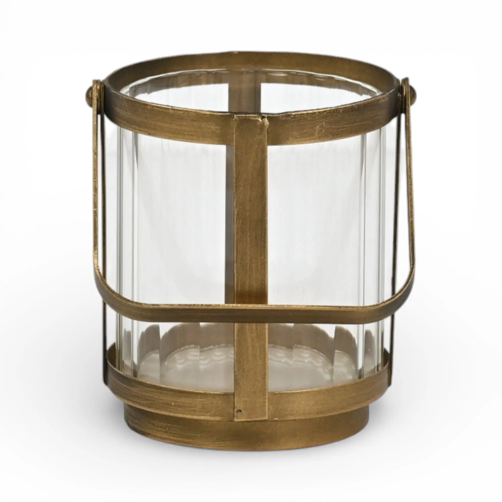 5" Gold Glass Tabletop Lantern Candle Holder Homeroots Home Decor