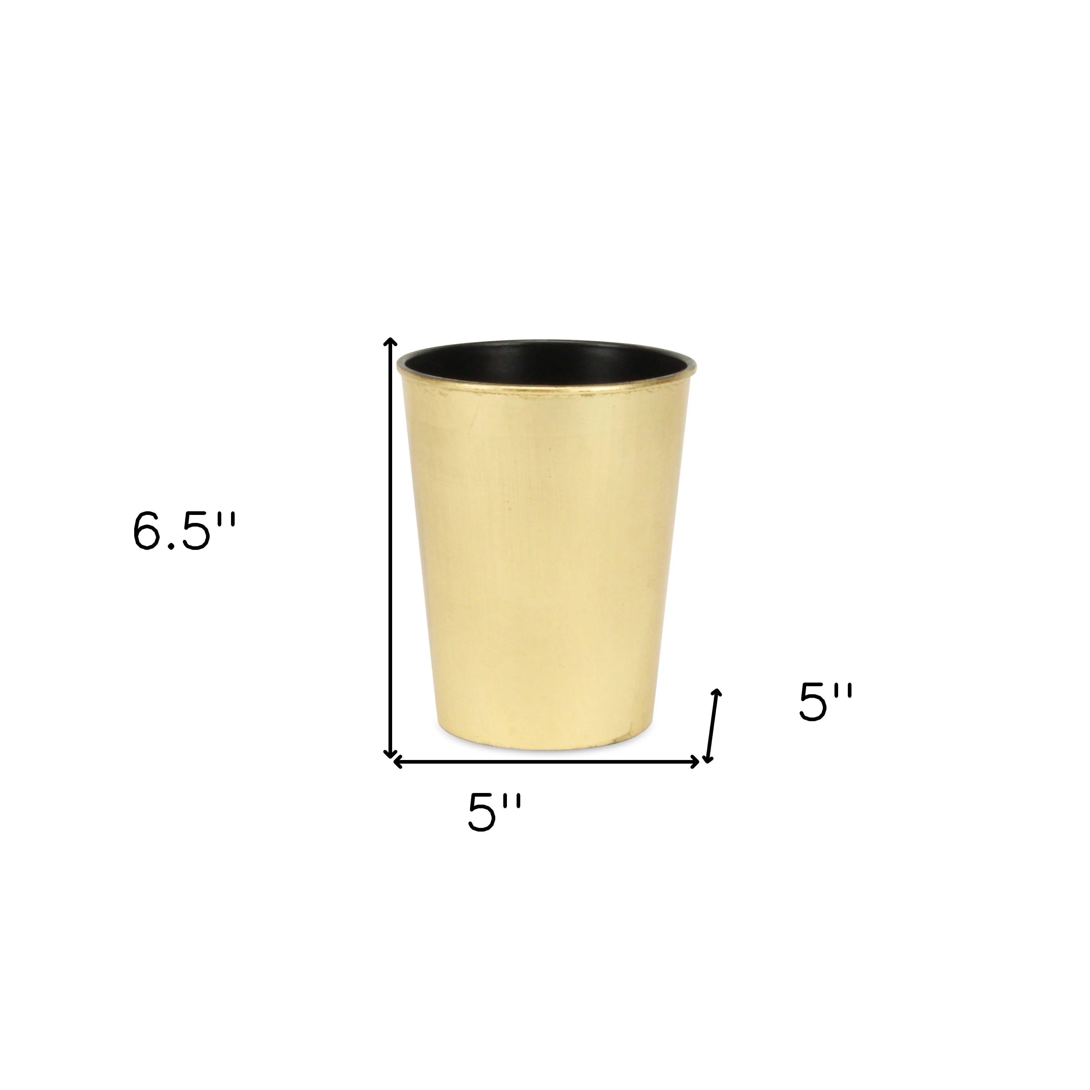 5" Gold Recycled Plastic Indoor Outdoor Round Pot Planter Homeroots Outdoor