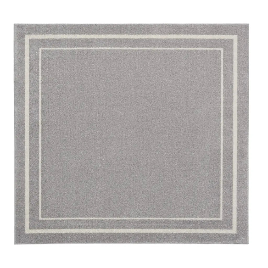 5' Gray And Ivory Square Indoor Outdoor Area Rug Homeroots Outdoor