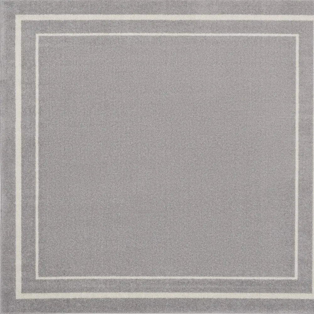5' Gray And Ivory Square Indoor Outdoor Area Rug Homeroots Outdoor