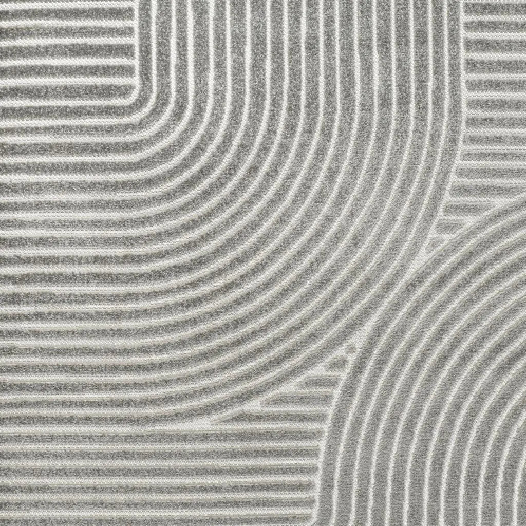 5' Gray And Ivory Square Striped Indoor Outdoor Area Rug Homeroots Outdoor