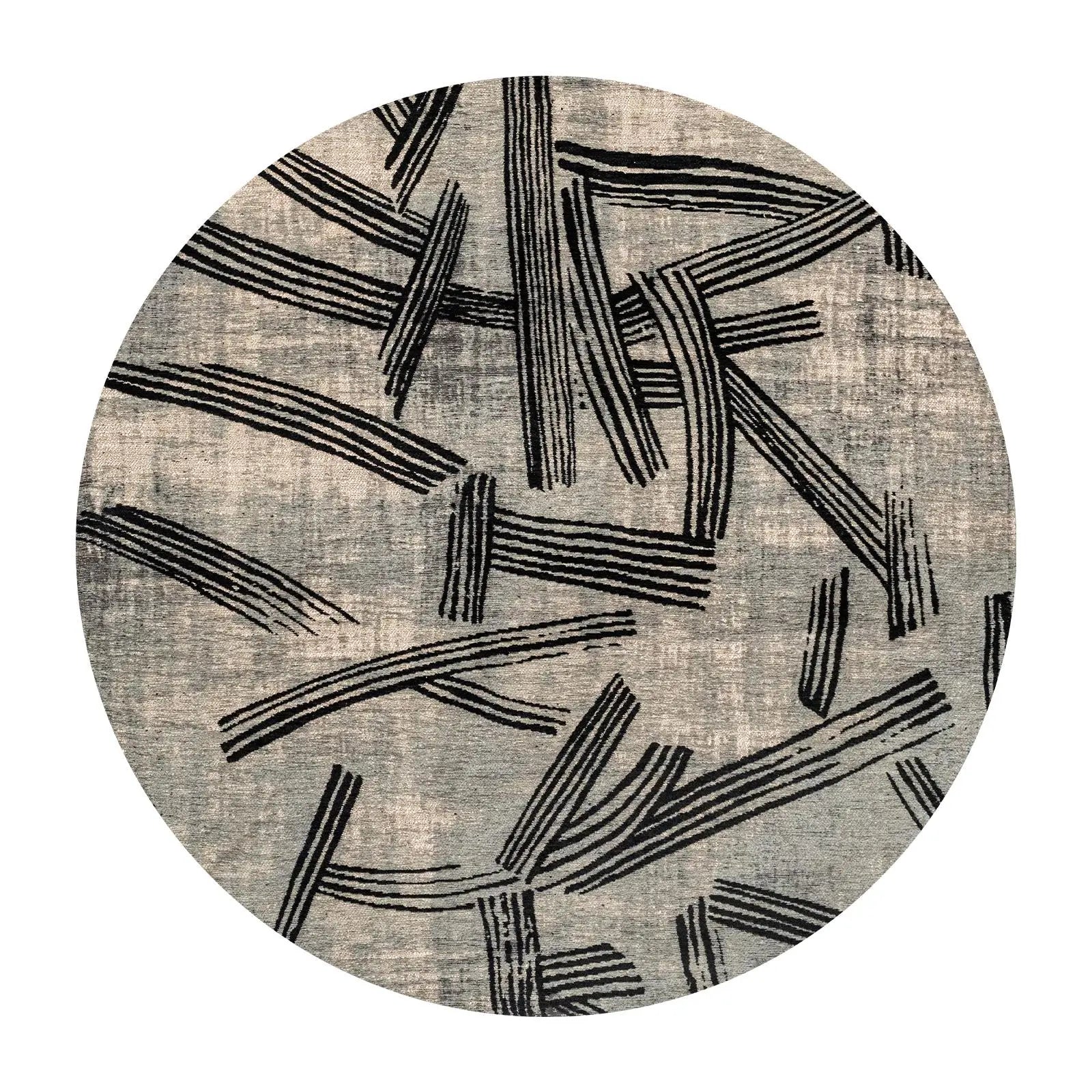 5' Gray And White Abstract Washable Round Rug With UV Protection Homeroots Home Decor