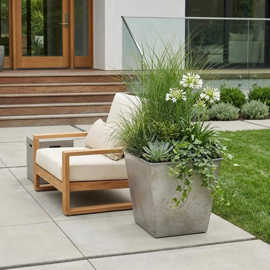 5" Gray Recycled Plastic Indoor Outdoor Square Pot Planter Homeroots Outdoor