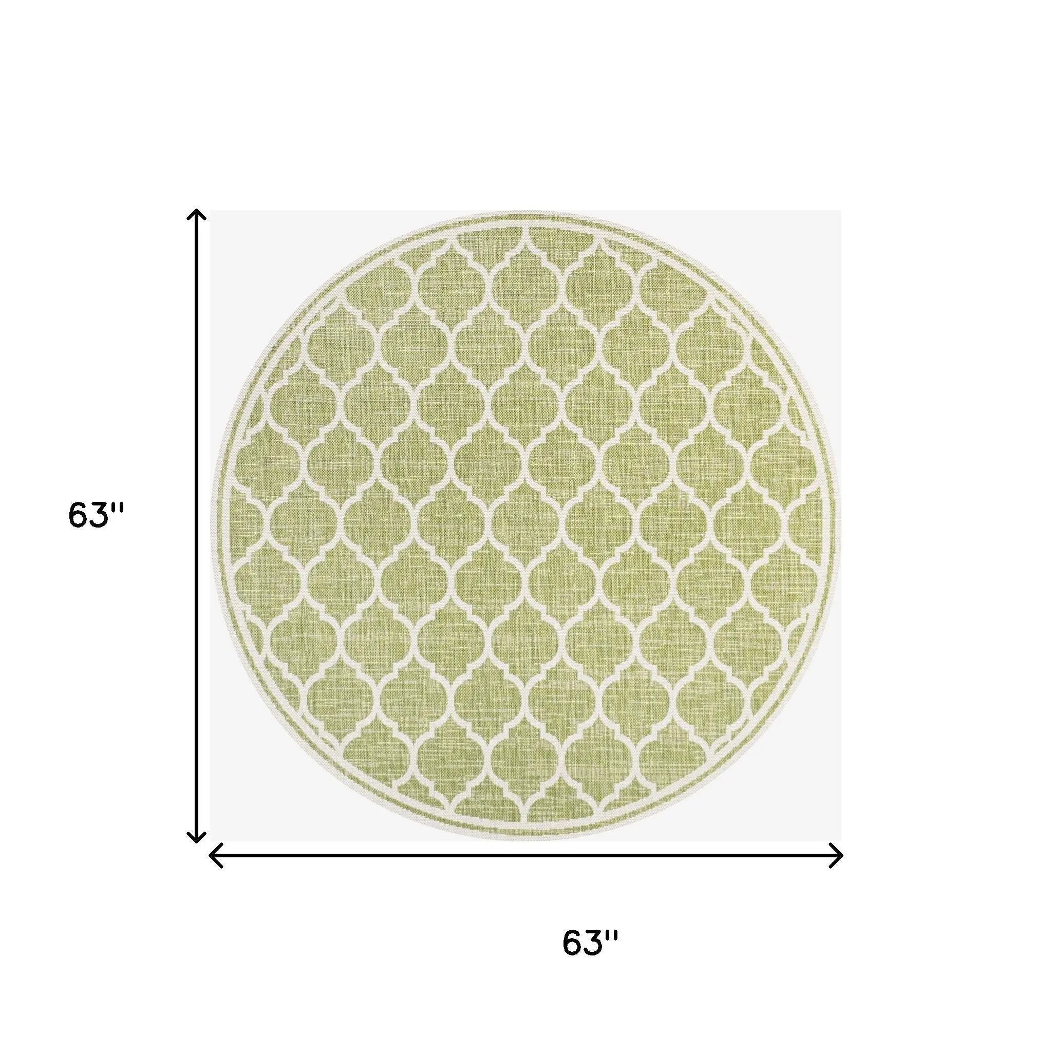 5' Green And Cream Round Geometric Indoor Outdoor Area Rug Homeroots Outdoor