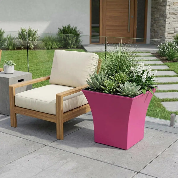 5" Hot Pink Recycled Plastic Indoor Outdoor Square Pot Planter Homeroots Outdoor