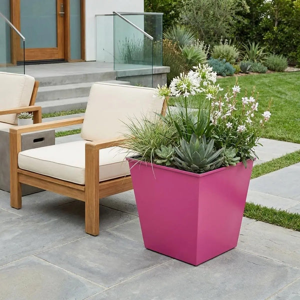 5" Hot Pink Recycled Plastic Indoor Outdoor Square Pot Planter Homeroots Outdoor