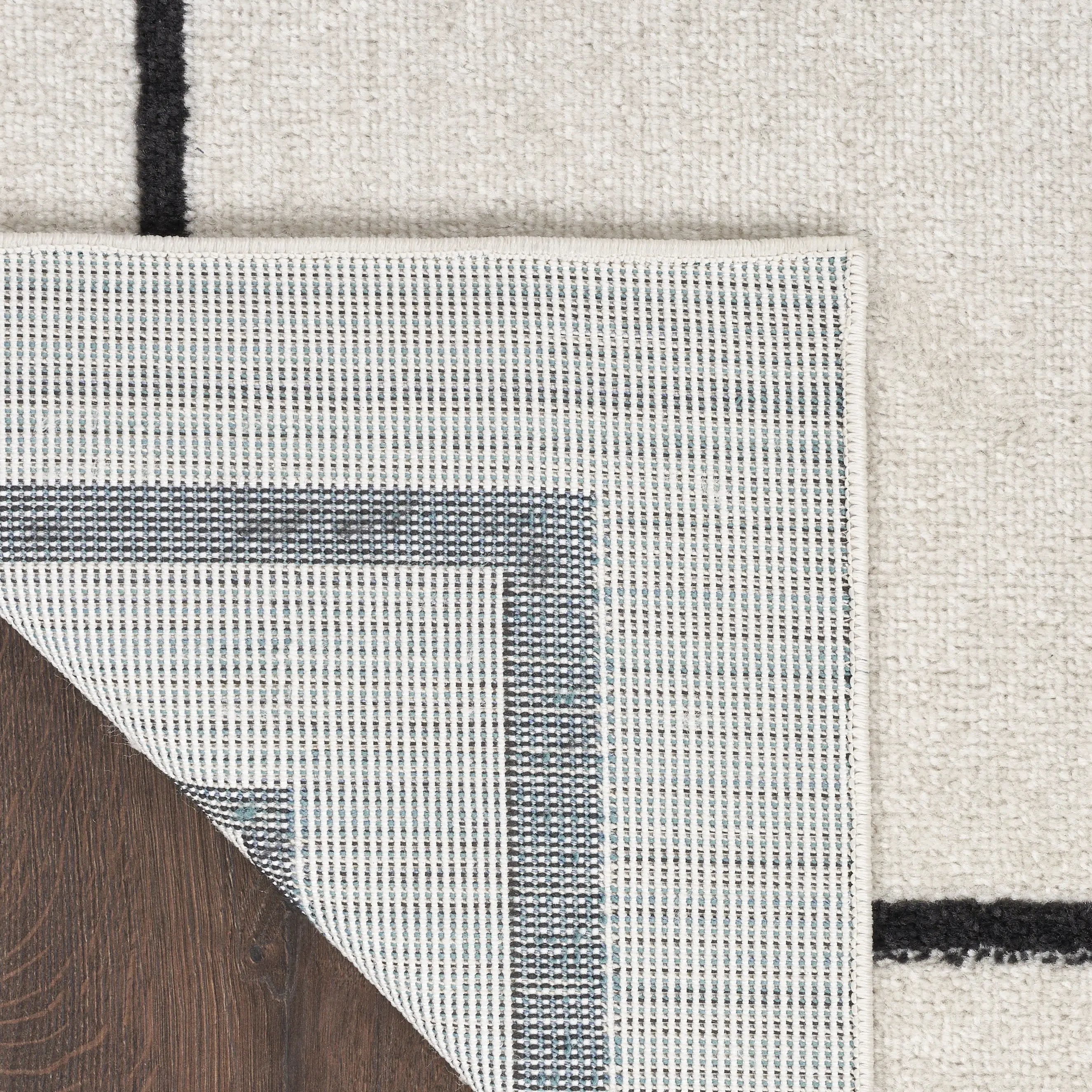 5' Ivory And Black Square Indoor Outdoor Area Rug Homeroots Outdoor