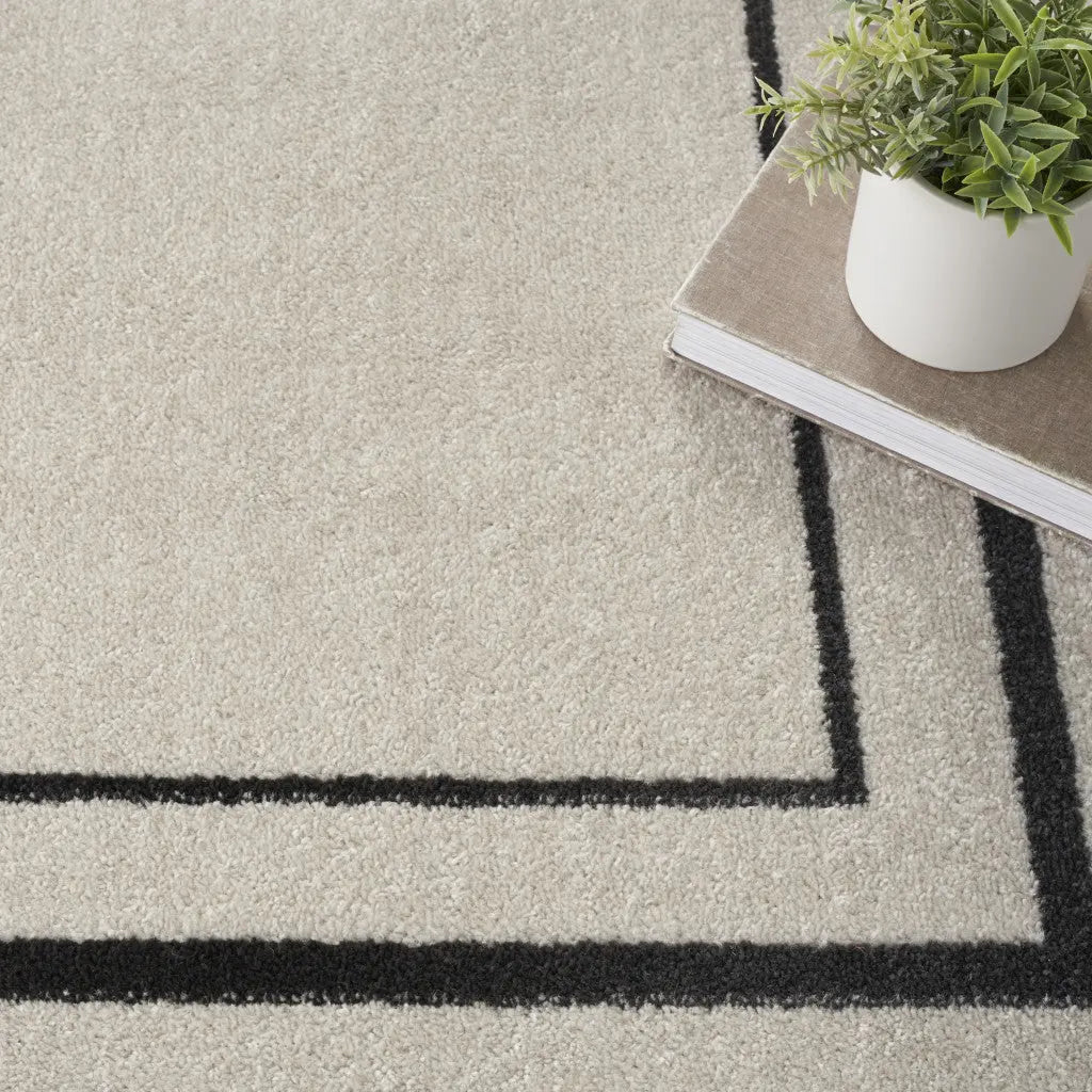 5' Ivory And Black Square Indoor Outdoor Area Rug Homeroots Outdoor