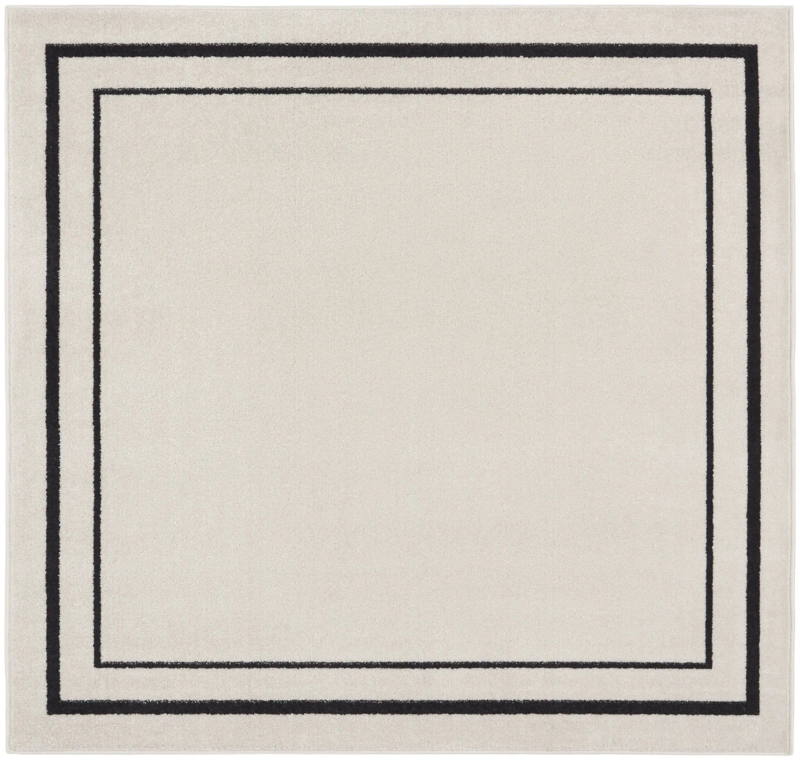 5' Ivory And Black Square Indoor Outdoor Area Rug Homeroots Outdoor