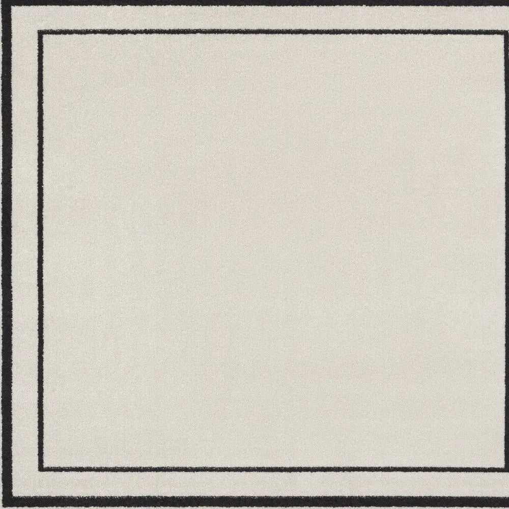 5' Ivory And Black Square Indoor Outdoor Area Rug Homeroots Outdoor