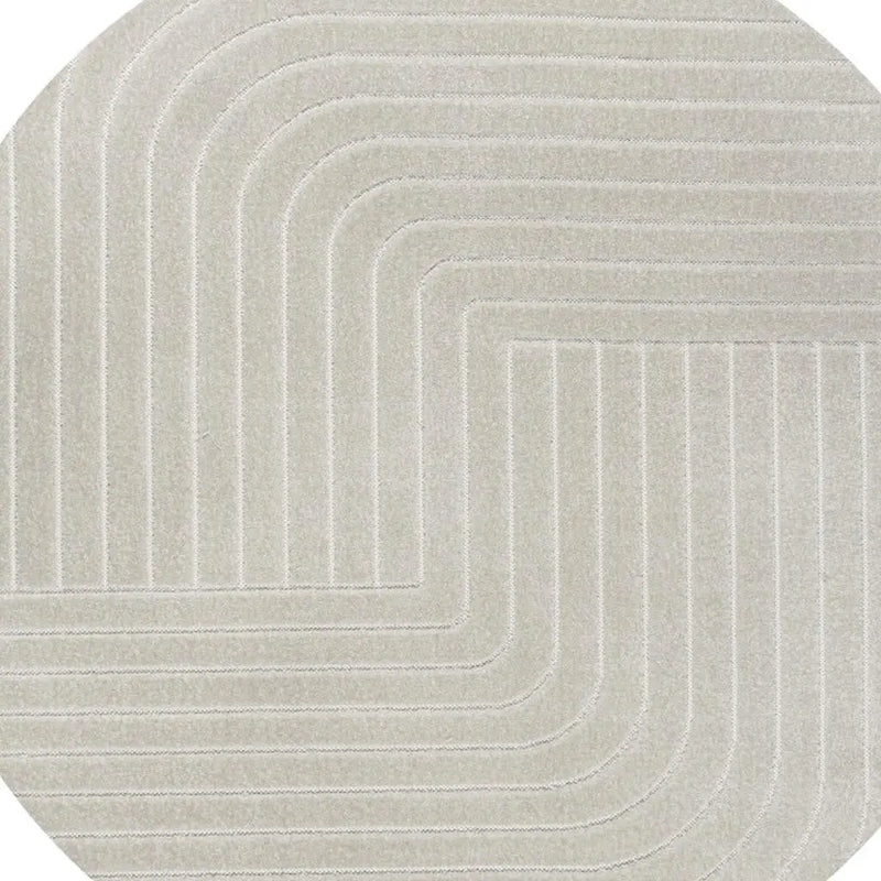 5' Ivory And Cream Round Striped Indoor Outdoor Area Rug Homeroots Outdoor
