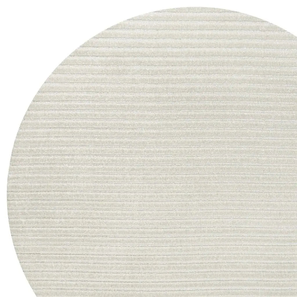5' Ivory And Cream Round Striped Indoor Outdoor Area Rug Homeroots Outdoor