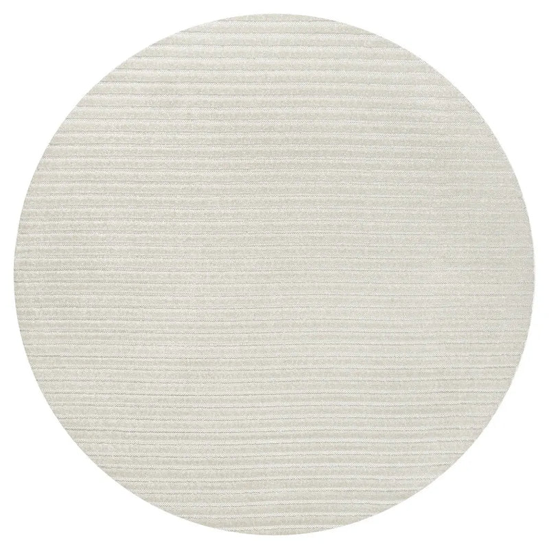 5' Ivory And Cream Round Striped Indoor Outdoor Area Rug Homeroots Outdoor