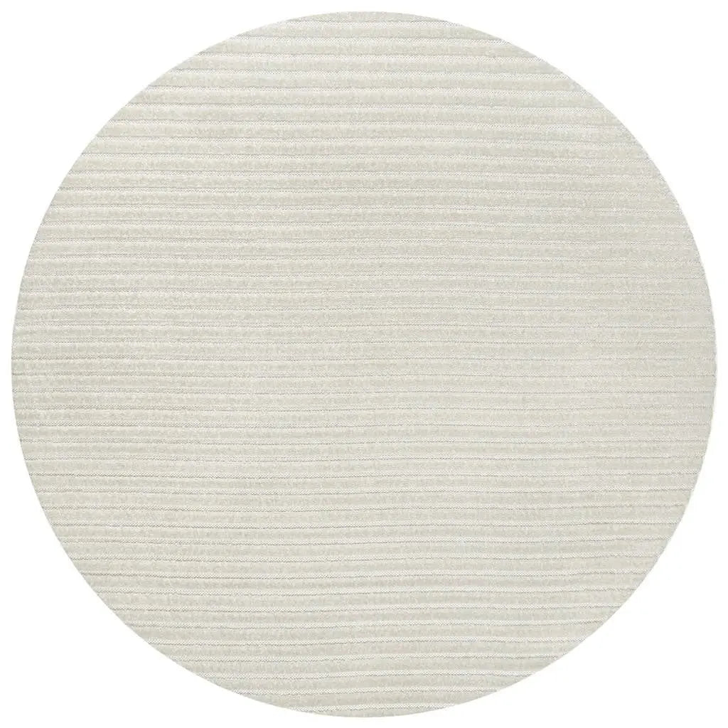 5' Ivory And Cream Round Striped Indoor Outdoor Area Rug Homeroots Outdoor