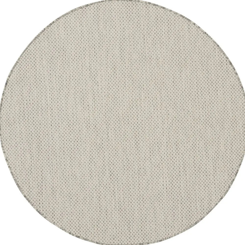 5' Ivory And Silver Round Geometric Indoor Outdoor Area Rug Homeroots Outdoor
