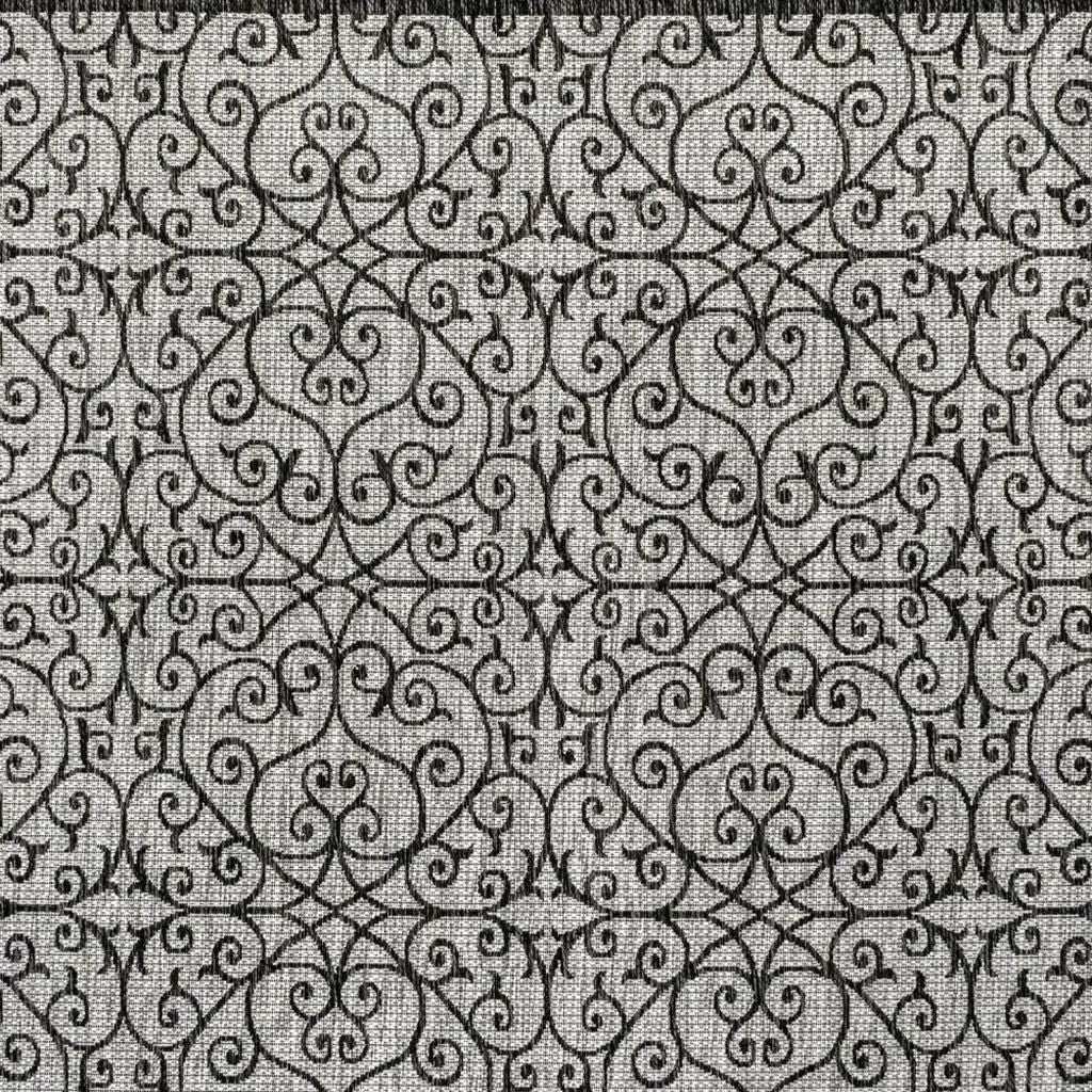 5' Light Gray And Black Square Geometric Indoor Outdoor Area Rug Homeroots Outdoor