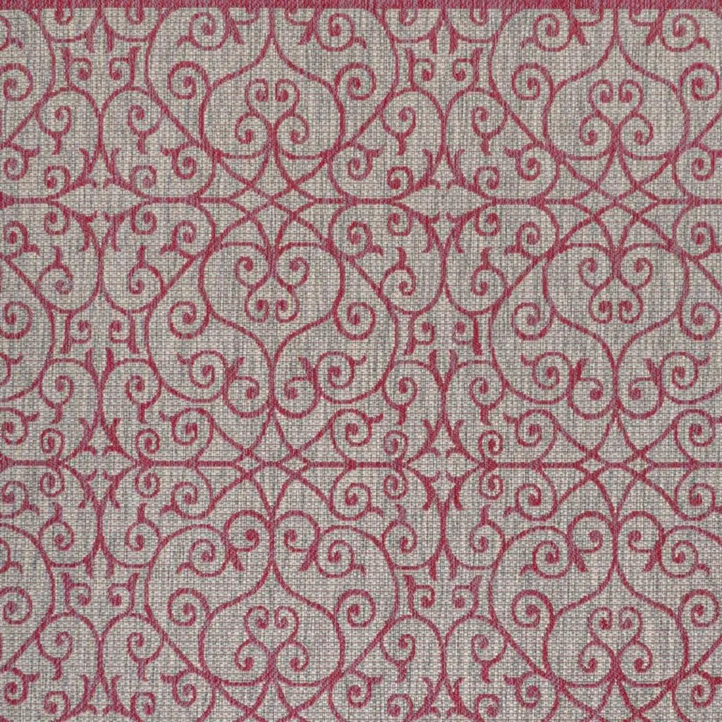5' Light Gray And Fuchsia Square Geometric Indoor Outdoor Area Rug Homeroots Outdoor