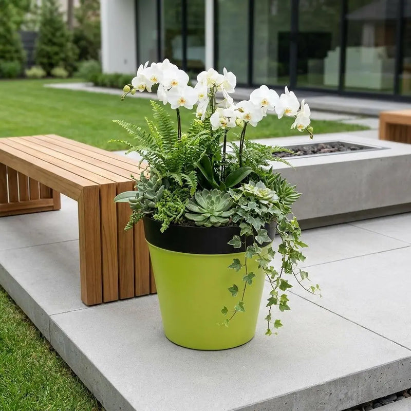 5" Lime Green Recycled Plastic Indoor Outdoor Round Pot Planter Homeroots Outdoor
