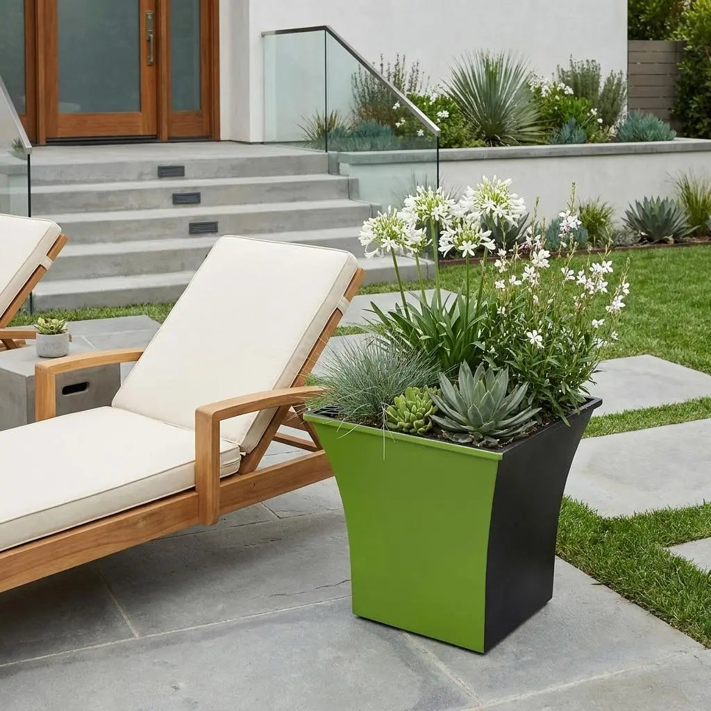 5" Lime Green Recycled Plastic Indoor Outdoor Square Pot Planter Homeroots Outdoor