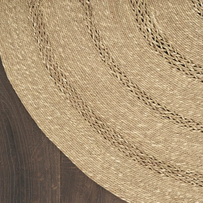 5' Natural And Brown Round Handmade Indoor Outdoor Area Rug Homeroots Outdoor