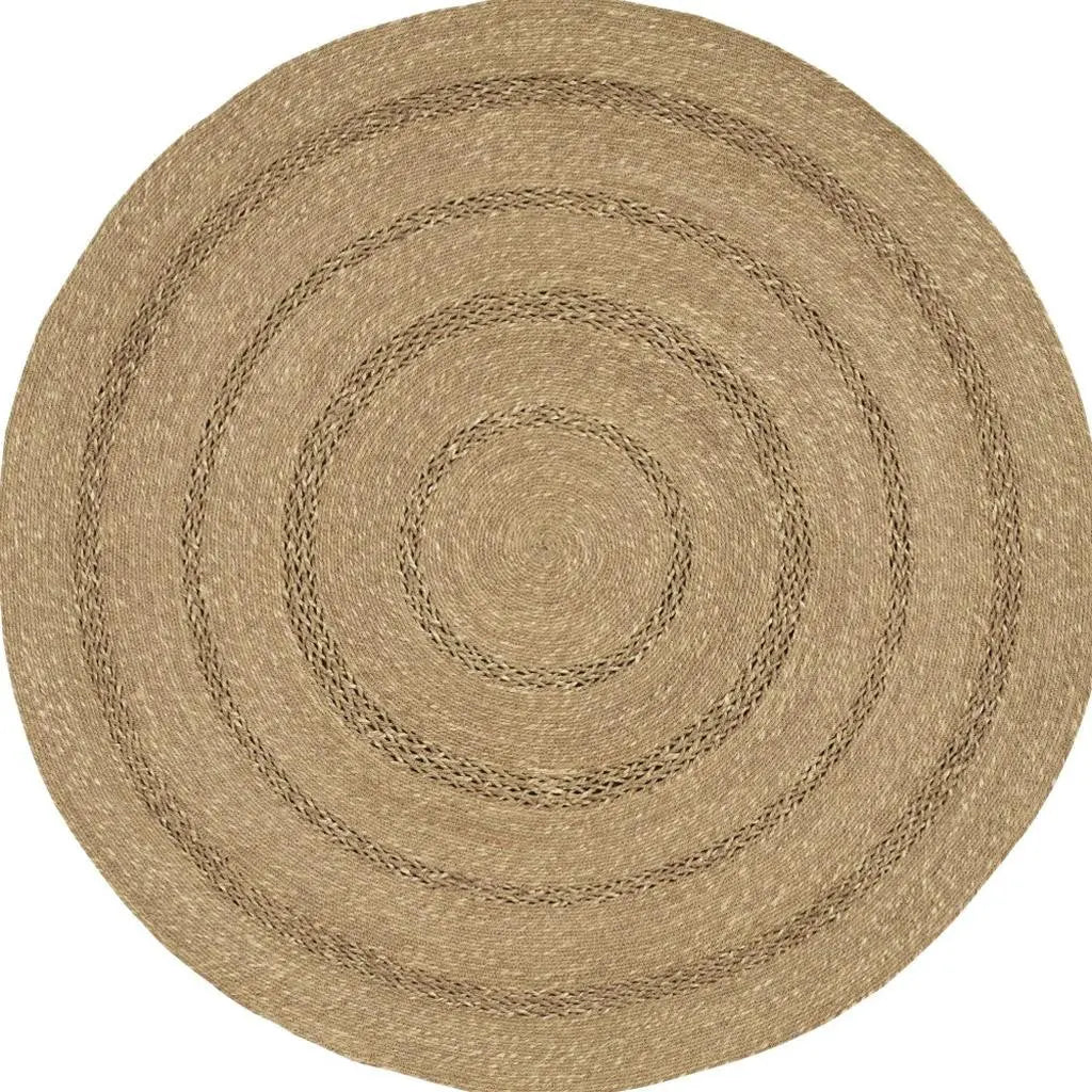 5' Natural And Brown Round Handmade Indoor Outdoor Area Rug Homeroots Outdoor