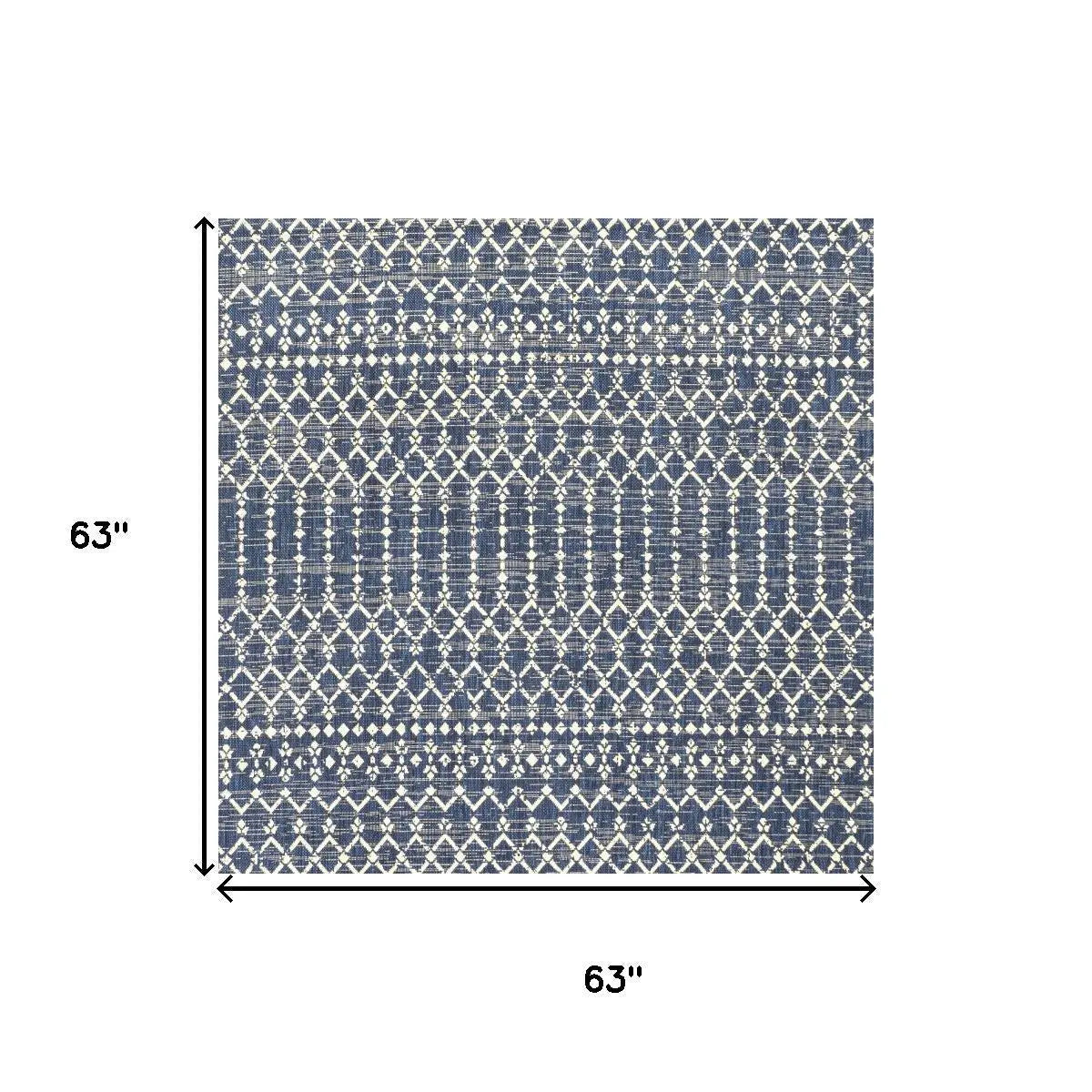 5' Navy Blue And Beige Square Trellis Indoor Outdoor Area Rug Homeroots Outdoor
