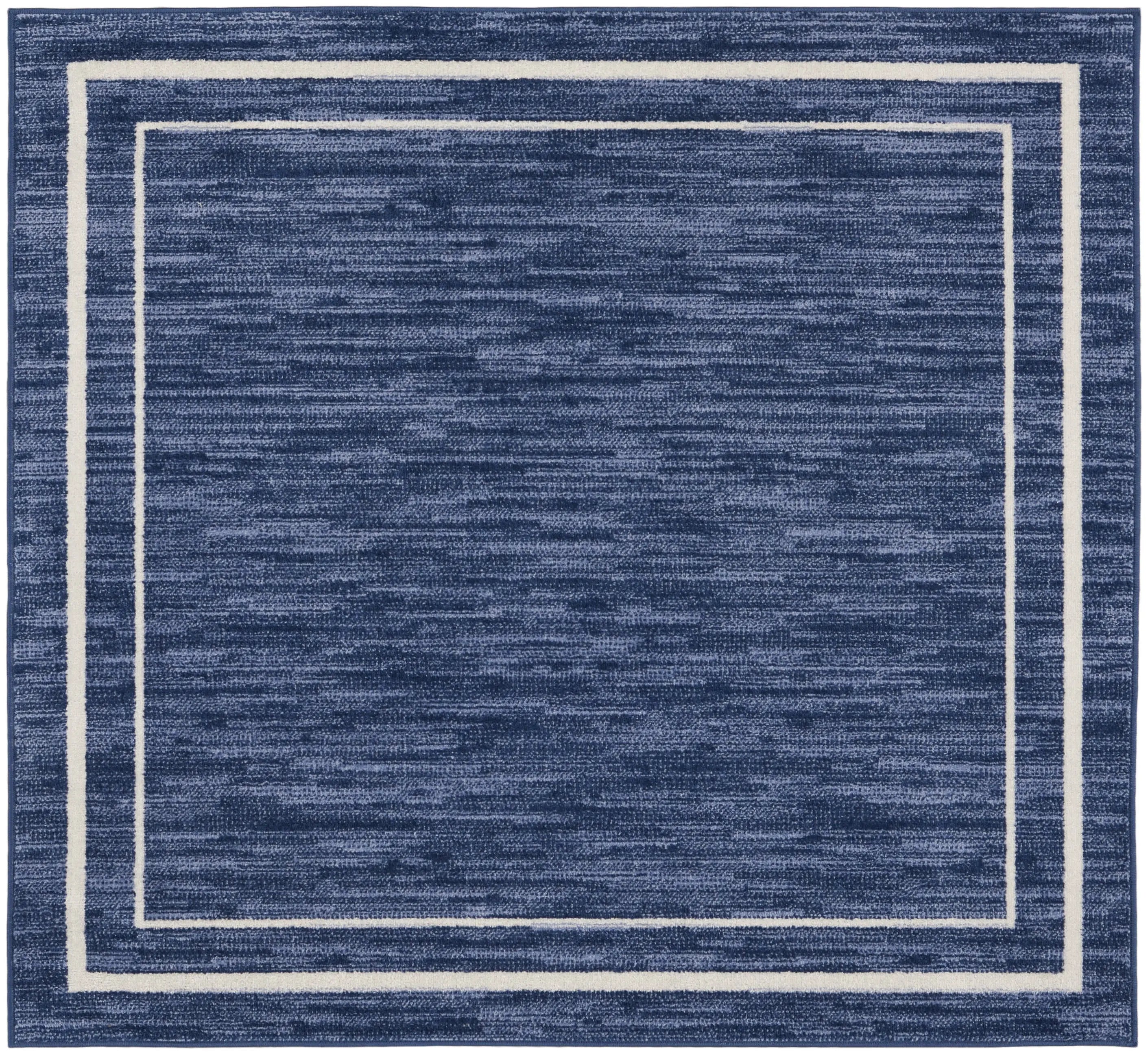 5' Navy Blue And Ivory Square Indoor Outdoor Area Rug Homeroots Outdoor
